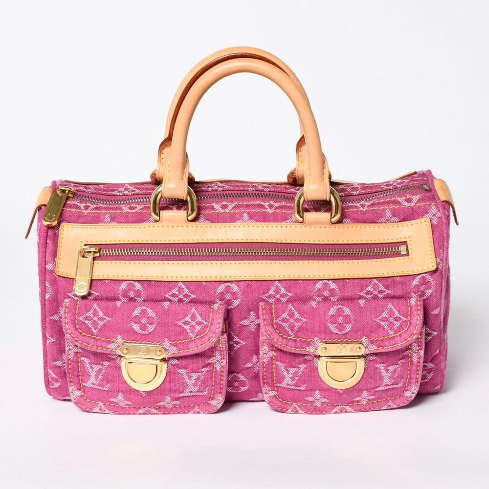 Louis Vuitton Neo Speedy Top Handle Bag Monogram Denim Pink